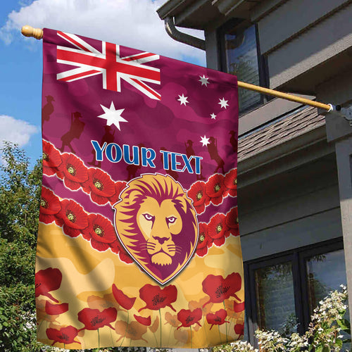 Custom Brisbane Lions Football Garden Flag ANZAC Lest We Forget