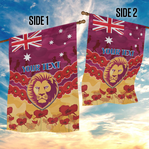 Custom Brisbane Lions Football Garden Flag ANZAC Lest We Forget