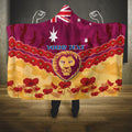 Custom Brisbane Lions Football Hooded Blanket ANZAC Lest We Forget