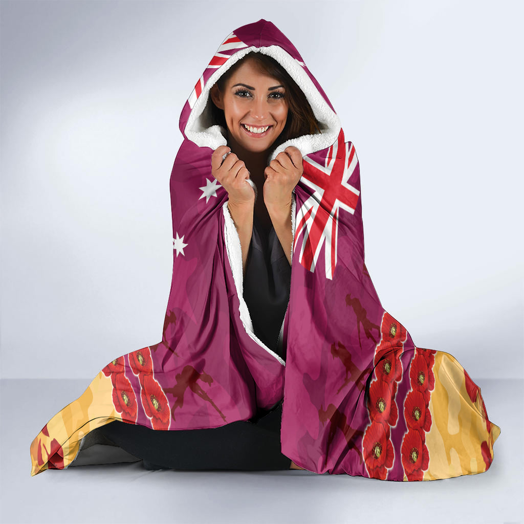 Custom Brisbane Lions Football Hooded Blanket ANZAC Lest We Forget