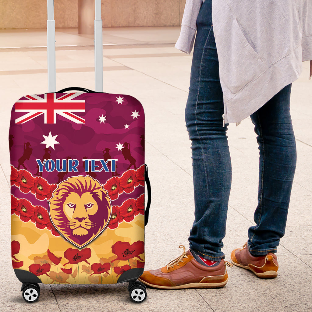 Custom Brisbane Lions Football Luggage Cover ANZAC Lest We Forget