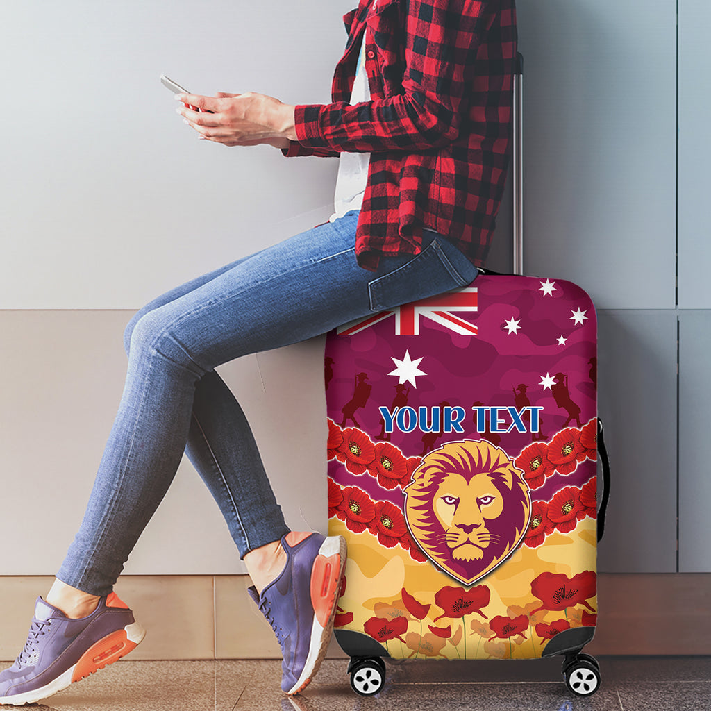 Custom Brisbane Lions Football Luggage Cover ANZAC Lest We Forget