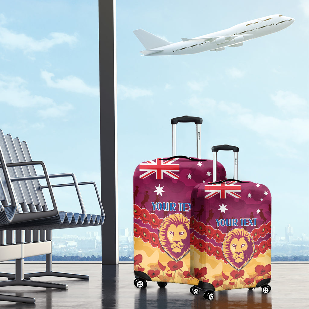 Custom Brisbane Lions Football Luggage Cover ANZAC Lest We Forget