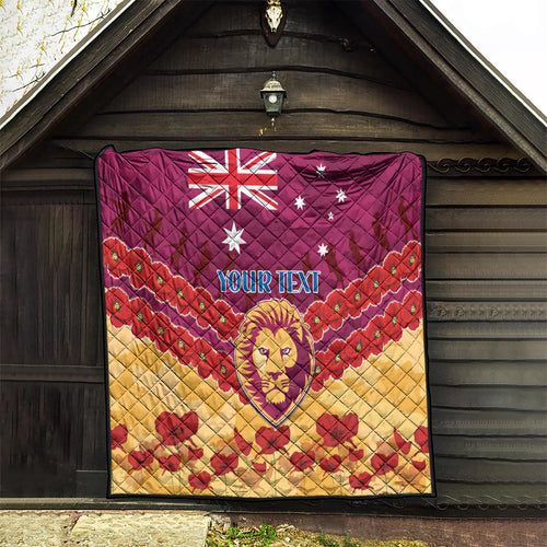 Custom Brisbane Lions Football Quilt ANZAC Lest We Forget