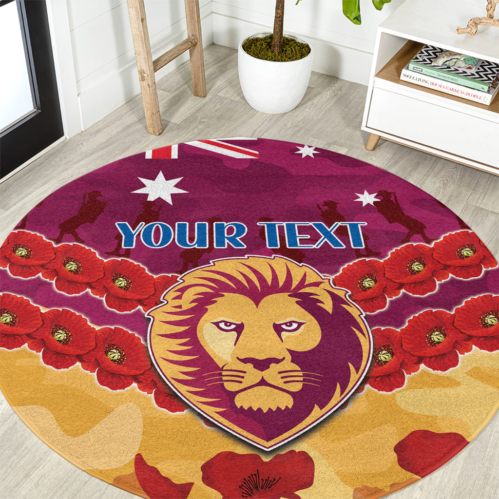 Custom Brisbane Lions Football Round Carpet ANZAC Lest We Forget