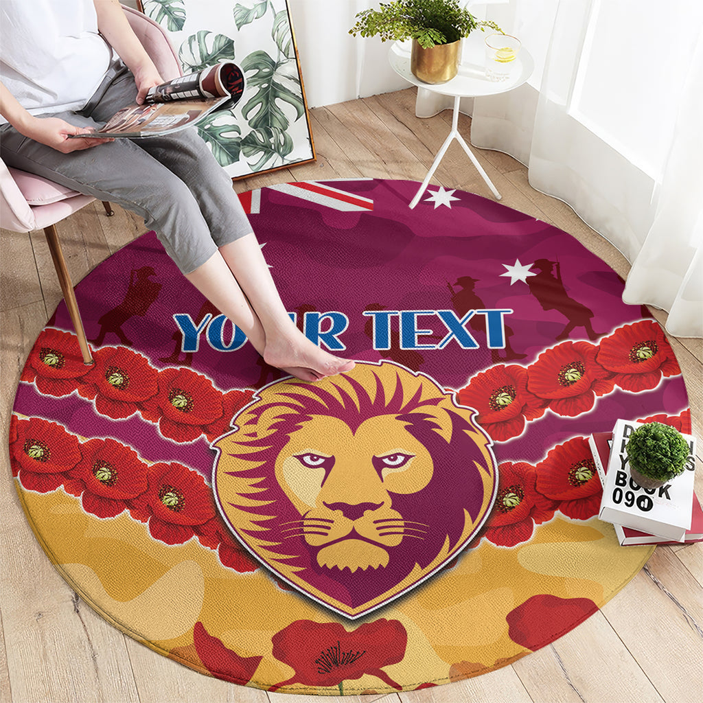 Custom Brisbane Lions Football Round Carpet ANZAC Lest We Forget
