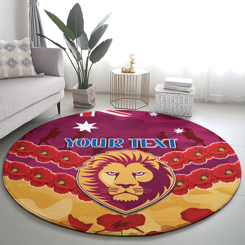 Custom Brisbane Lions Football Round Carpet ANZAC Lest We Forget