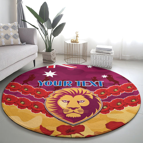 Custom Brisbane Lions Football Round Carpet ANZAC Lest We Forget