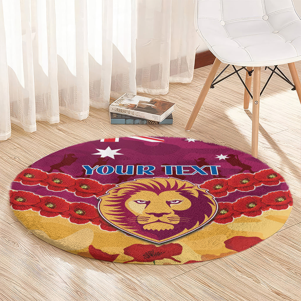 Custom Brisbane Lions Football Round Carpet ANZAC Lest We Forget