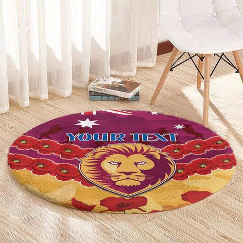 Custom Brisbane Lions Football Round Carpet ANZAC Lest We Forget