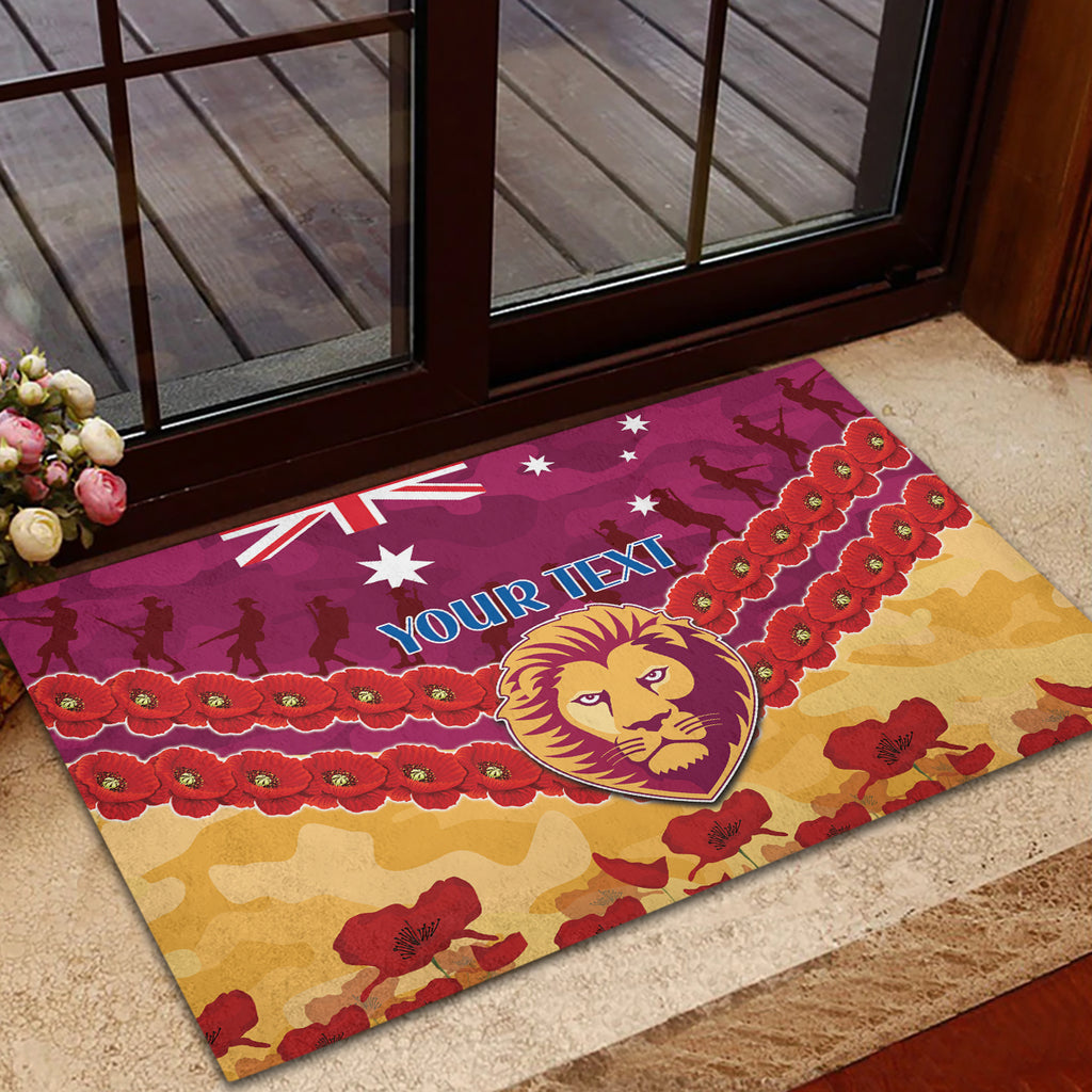 Custom Brisbane Lions Football Rubber Doormat ANZAC Lest We Forget