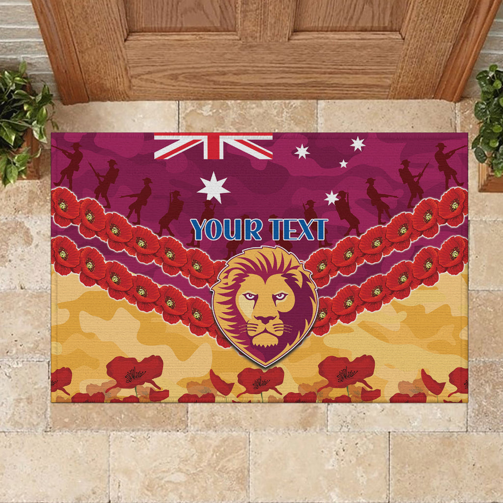 Custom Brisbane Lions Football Rubber Doormat ANZAC Lest We Forget