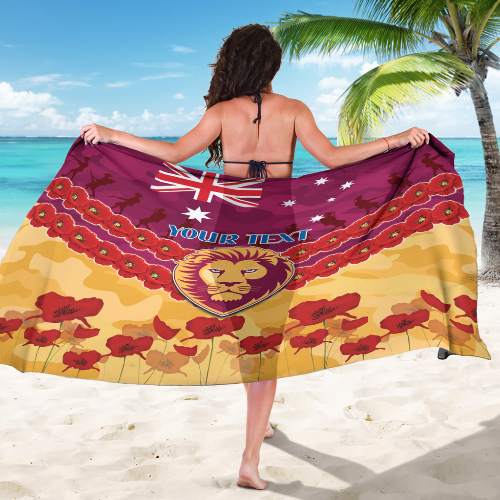 Custom Brisbane Lions Football Sarong ANZAC Lest We Forget