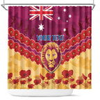 Custom Brisbane Lions Football Shower Curtain ANZAC Lest We Forget