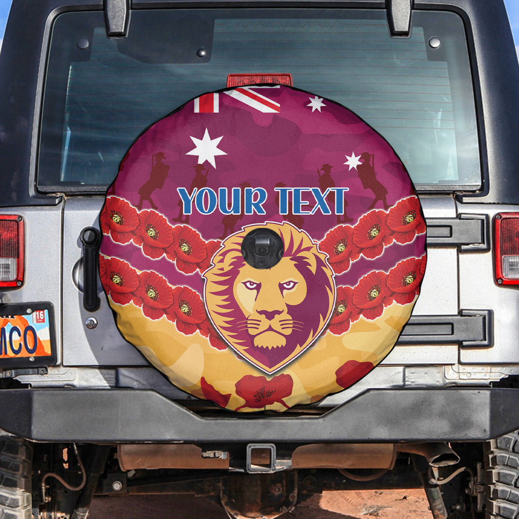 Custom Brisbane Lions Football Spare Tire Cover ANZAC Lest We Forget