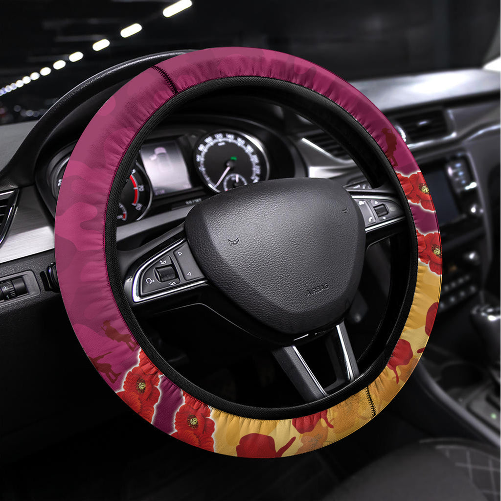 Custom Brisbane Lions Football Steering Wheel Cover ANZAC Lest We Forget