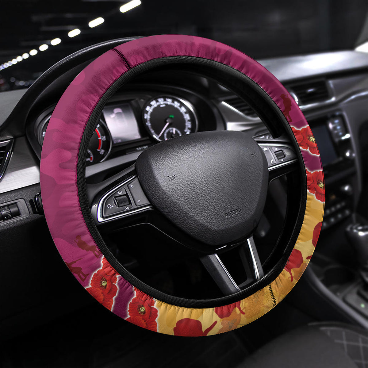 Custom Brisbane Lions Football Steering Wheel Cover ANZAC Lest We Forget