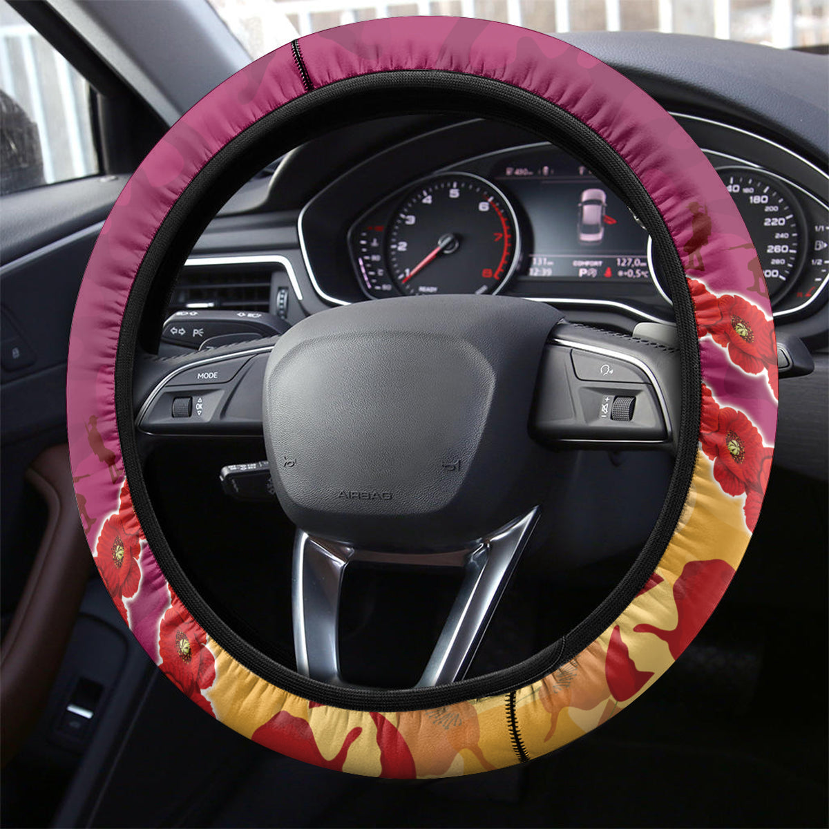 Custom Brisbane Lions Football Steering Wheel Cover ANZAC Lest We Forget
