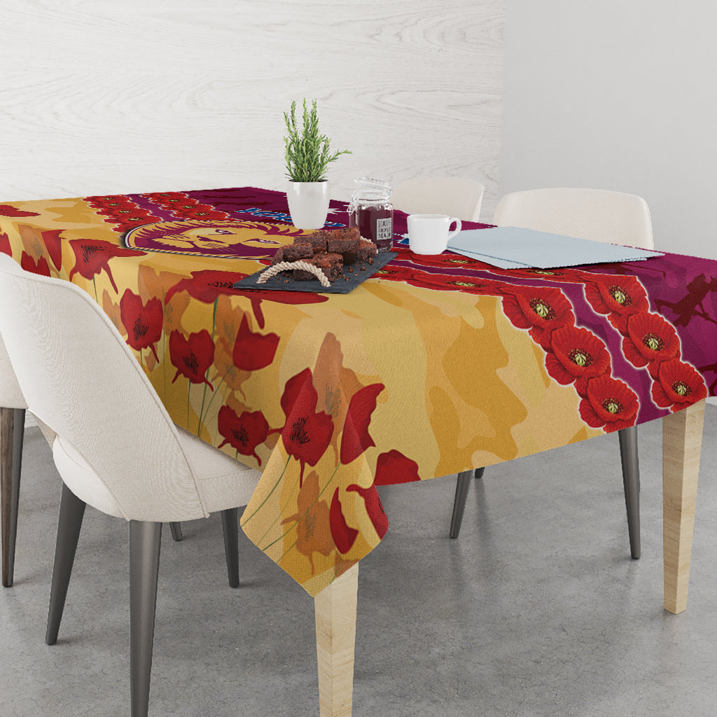 Custom Brisbane Lions Football Tablecloth ANZAC Lest We Forget