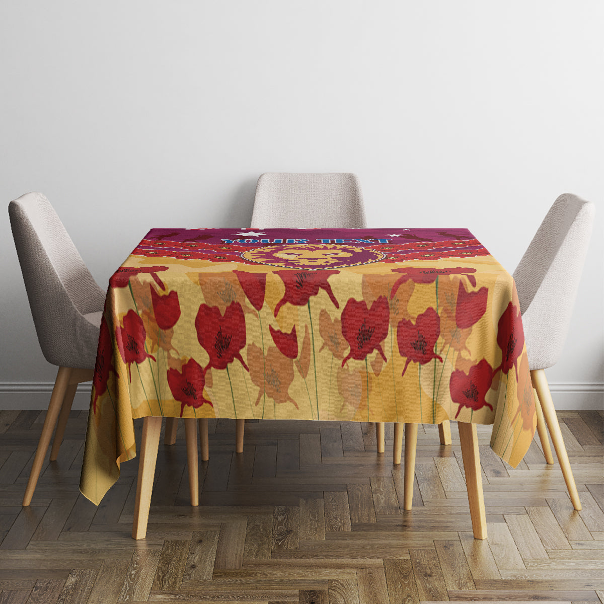 Custom Brisbane Lions Football Tablecloth ANZAC Lest We Forget