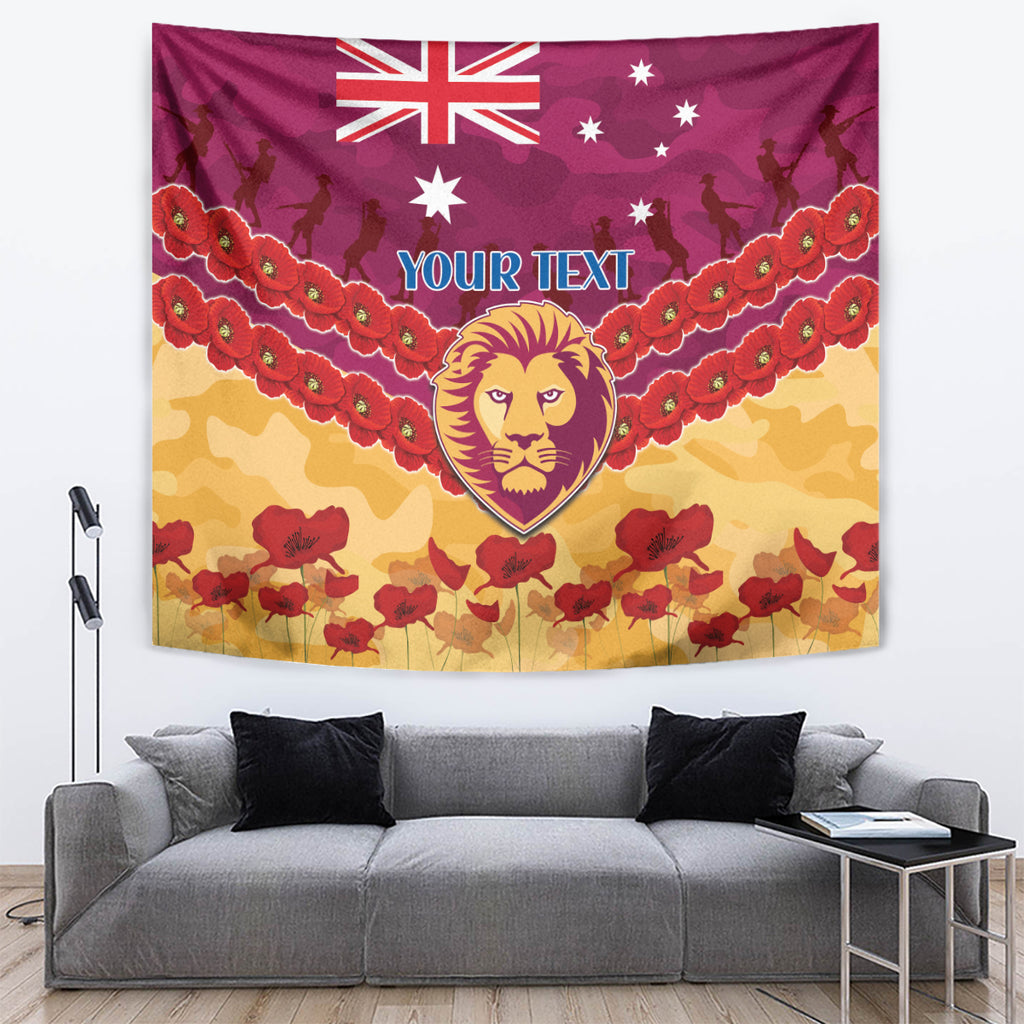 Custom Brisbane Lions Football Tapestry ANZAC Lest We Forget