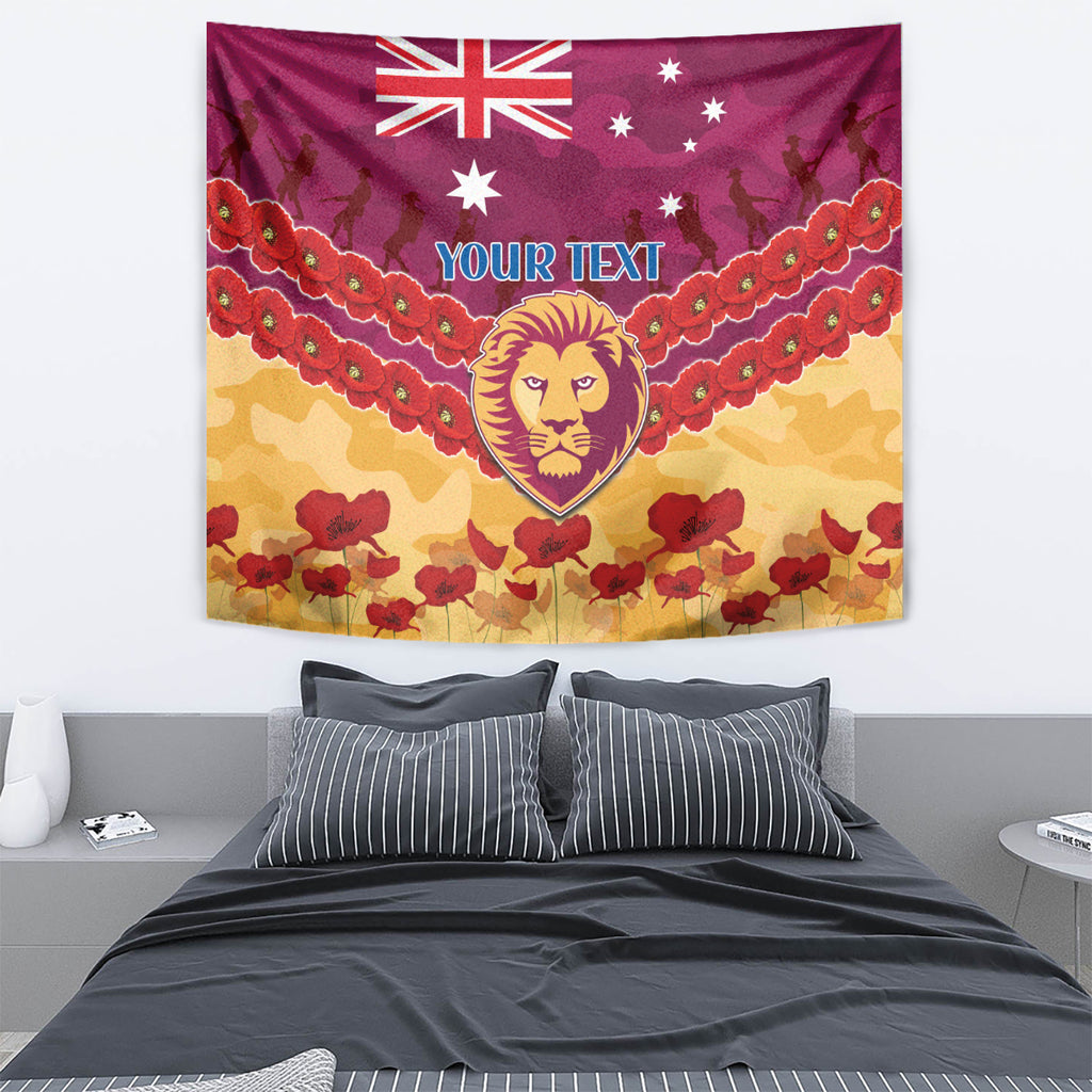 Custom Brisbane Lions Football Tapestry ANZAC Lest We Forget