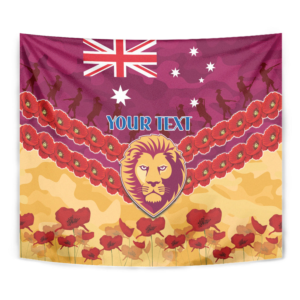 Custom Brisbane Lions Football Tapestry ANZAC Lest We Forget