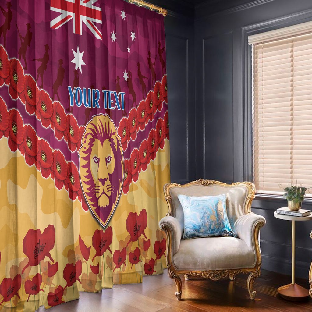 Custom Brisbane Lions Football Window Curtain ANZAC Lest We Forget