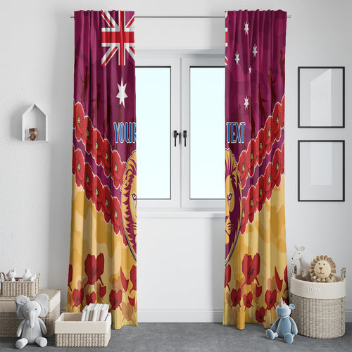 Custom Brisbane Lions Football Window Curtain ANZAC Lest We Forget