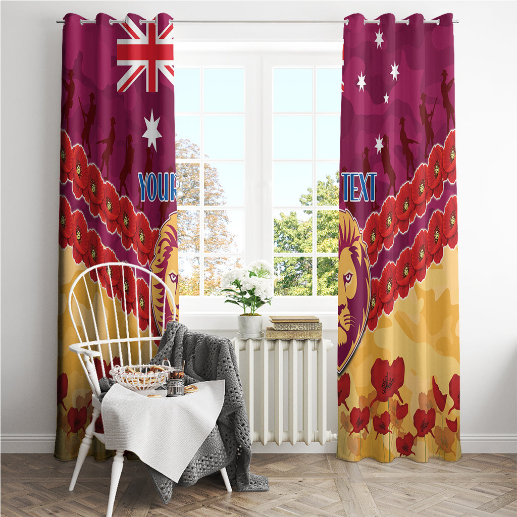 Custom Brisbane Lions Football Window Curtain ANZAC Lest We Forget