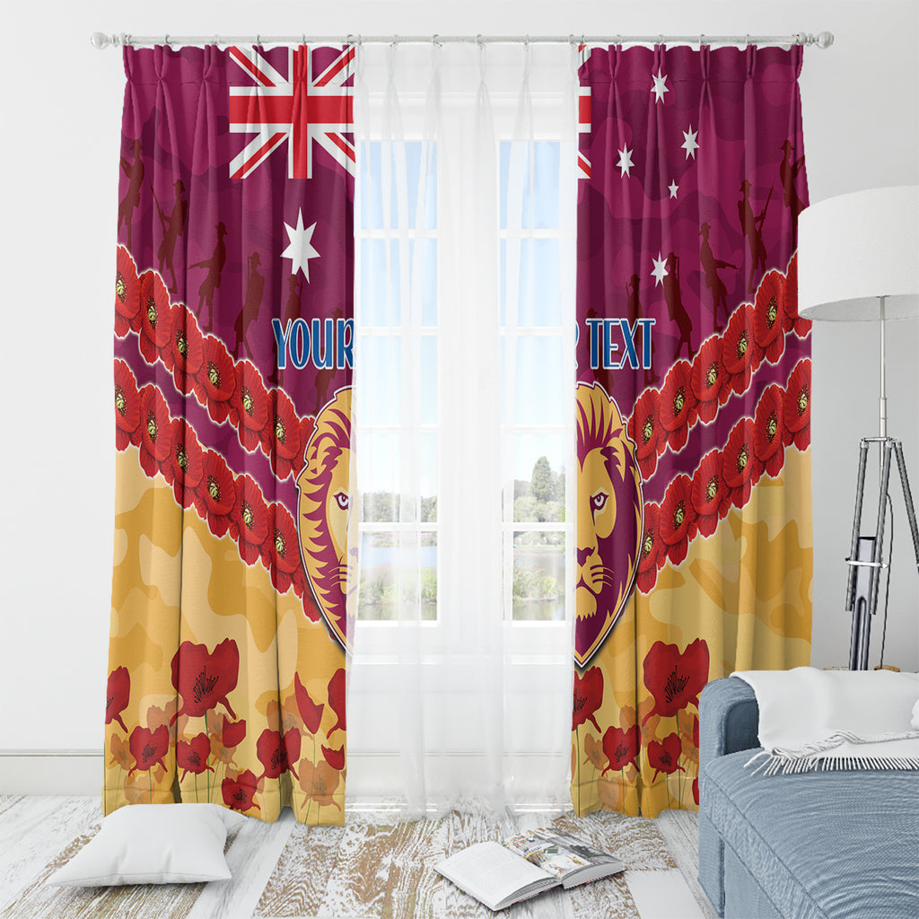 Custom Brisbane Lions Football Window Curtain ANZAC Lest We Forget