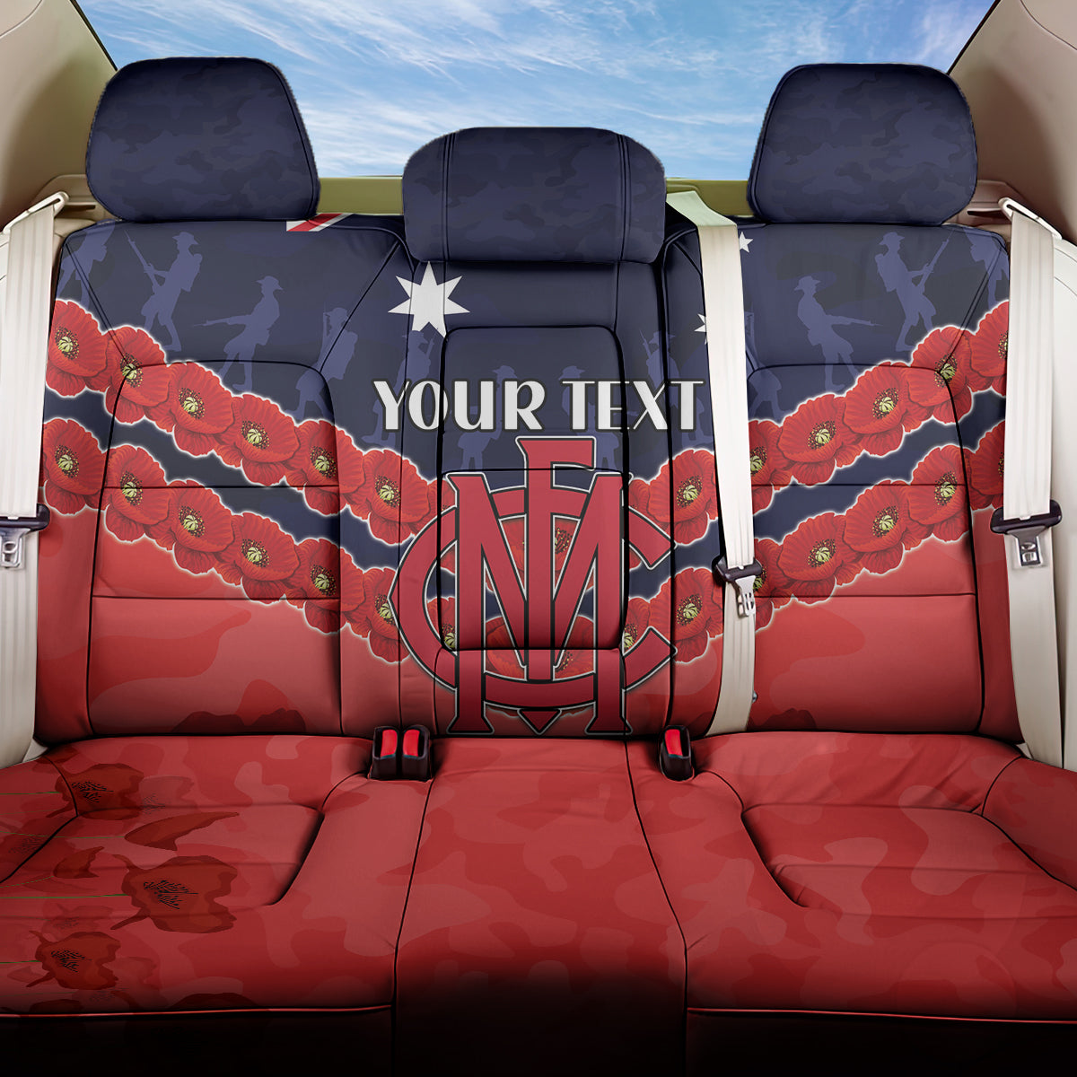 Custom Demons Football Back Car Seat Cover ANZAC Lest We Forget