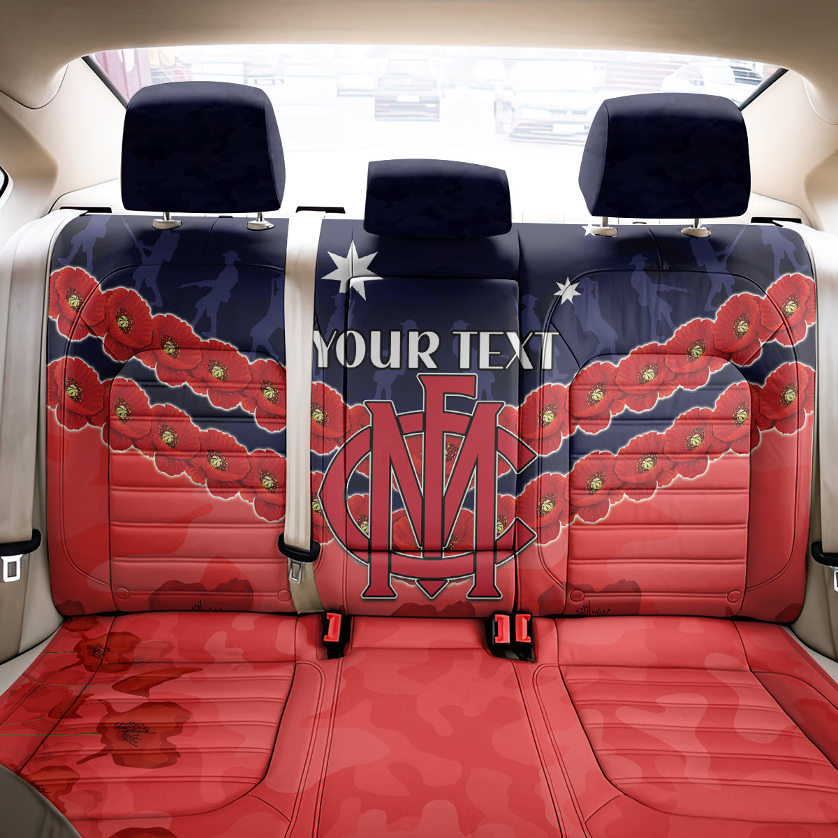 Custom Demons Football Back Car Seat Cover ANZAC Lest We Forget