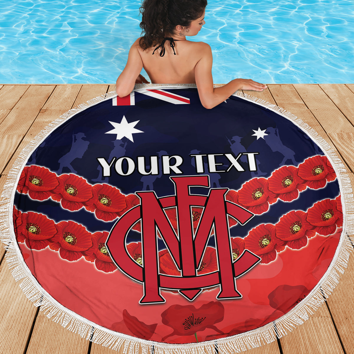 Custom Demons Football Beach Blanket ANZAC Lest We Forget