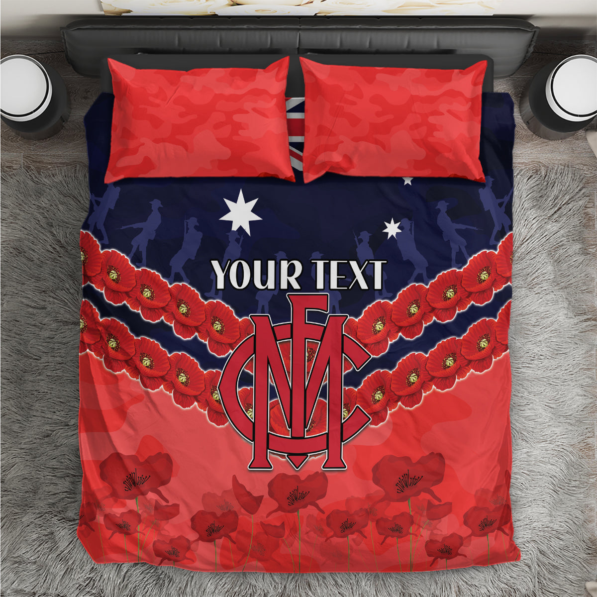 Custom Demons Football Bedding Set ANZAC Lest We Forget