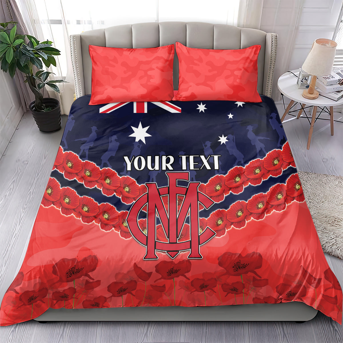 Custom Demons Football Bedding Set ANZAC Lest We Forget