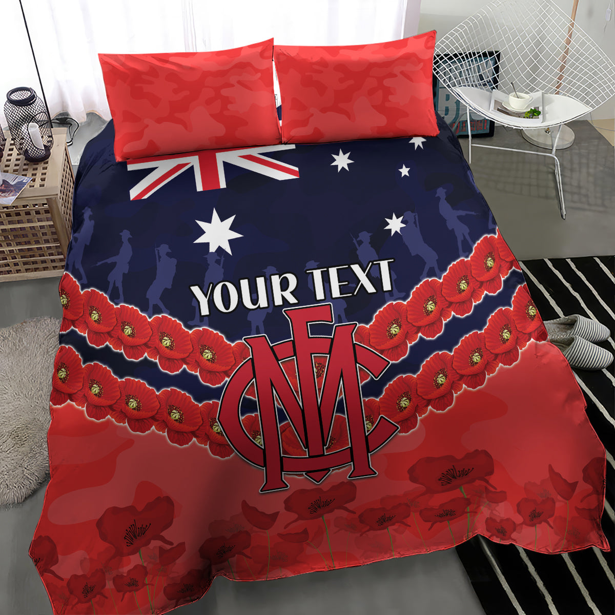 Custom Demons Football Bedding Set ANZAC Lest We Forget