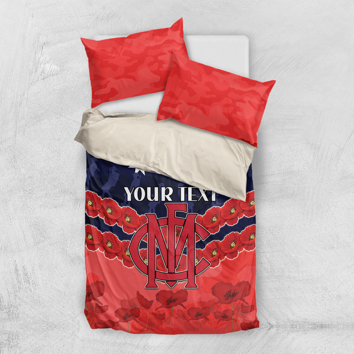 Custom Demons Football Bedding Set ANZAC Lest We Forget