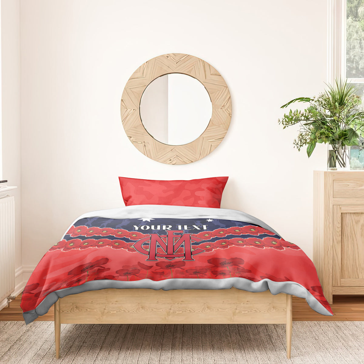 Custom Demons Football Bedding Set ANZAC Lest We Forget