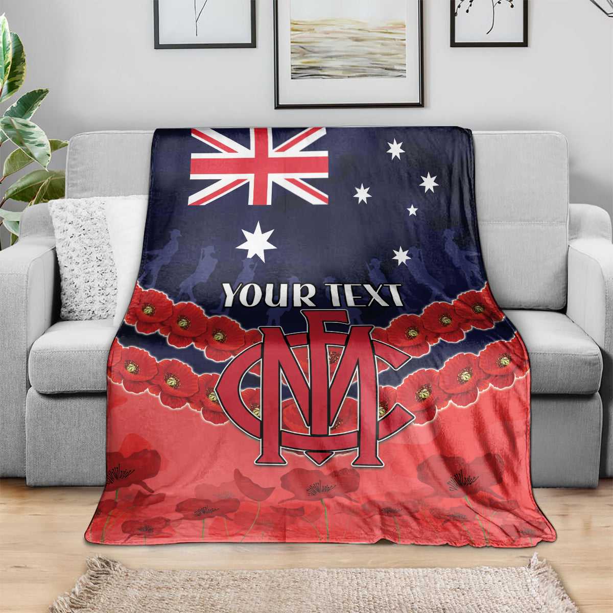 Custom Demons Football Blanket ANZAC Lest We Forget