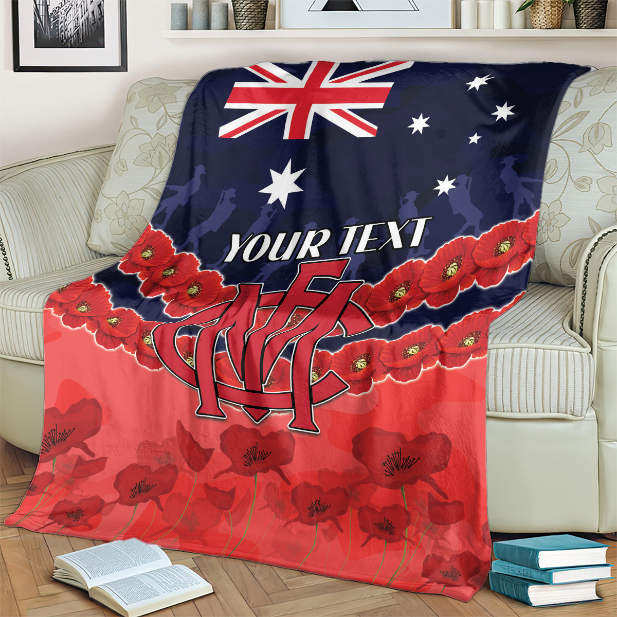 Custom Demons Football Blanket ANZAC Lest We Forget