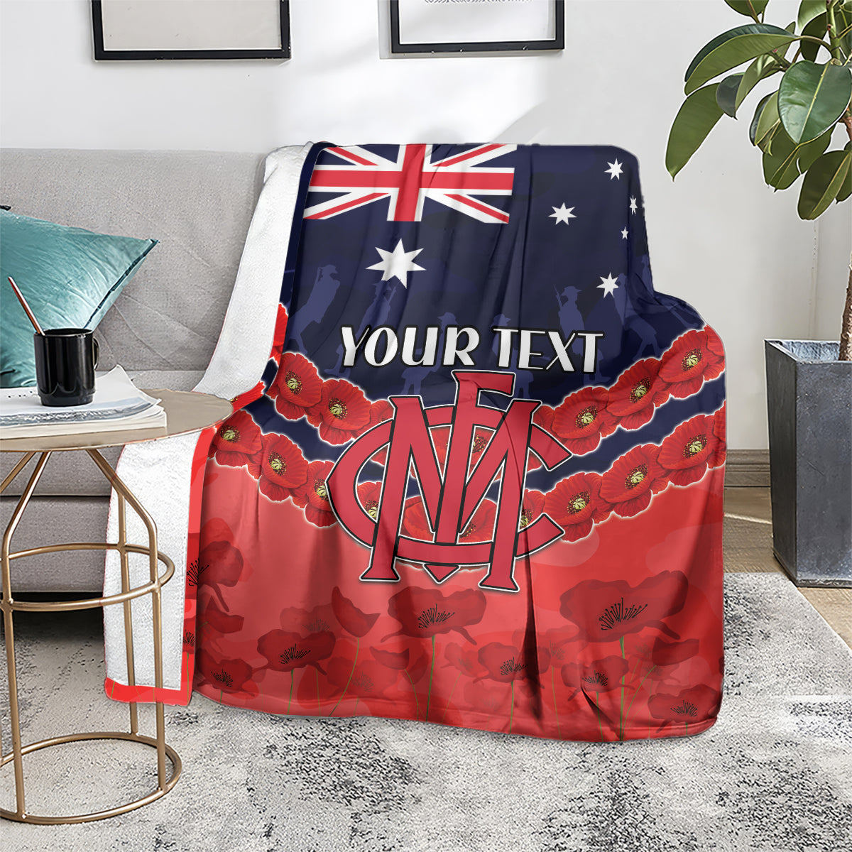 Custom Demons Football Blanket ANZAC Lest We Forget