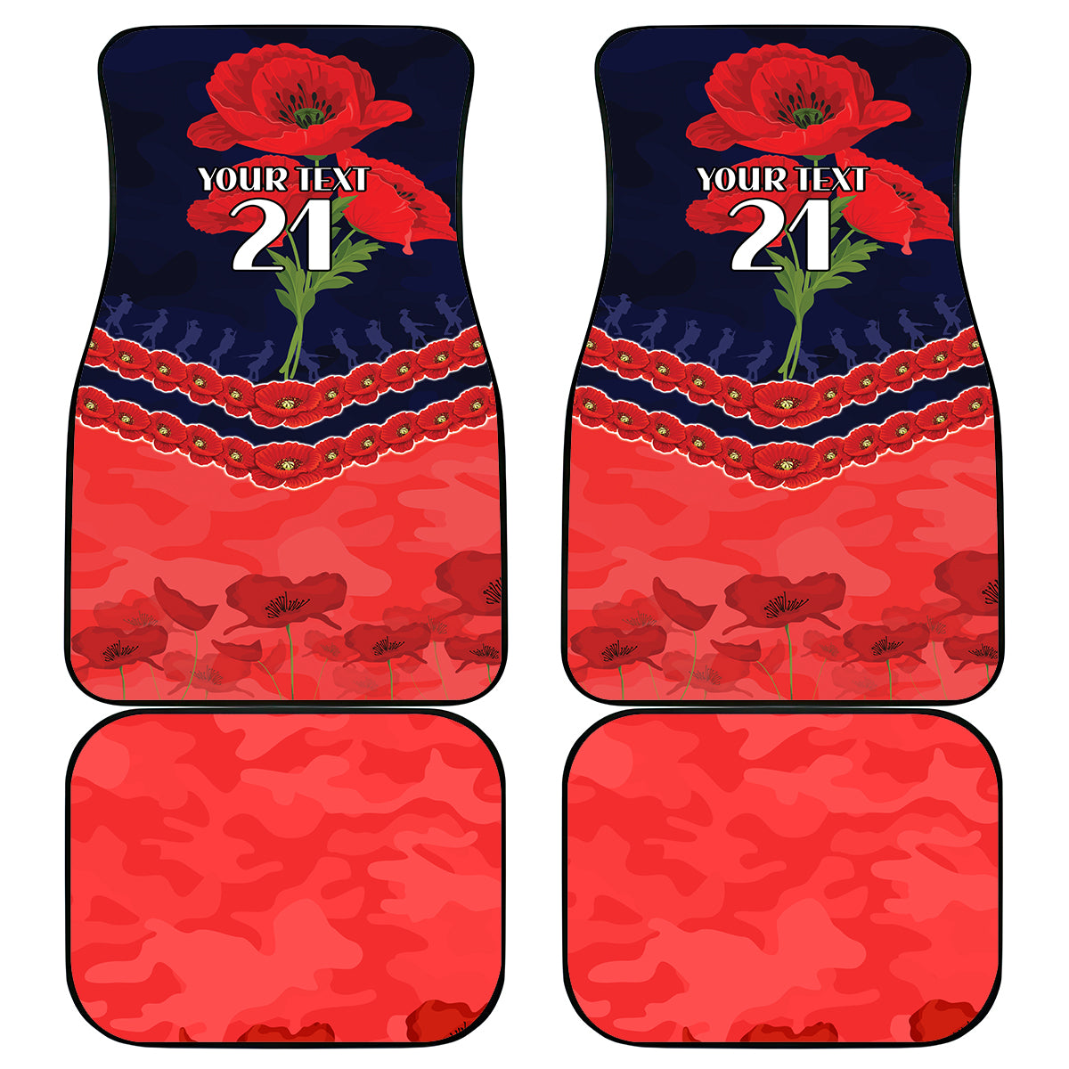 Custom Demons Football Car Mats ANZAC Lest We Forget