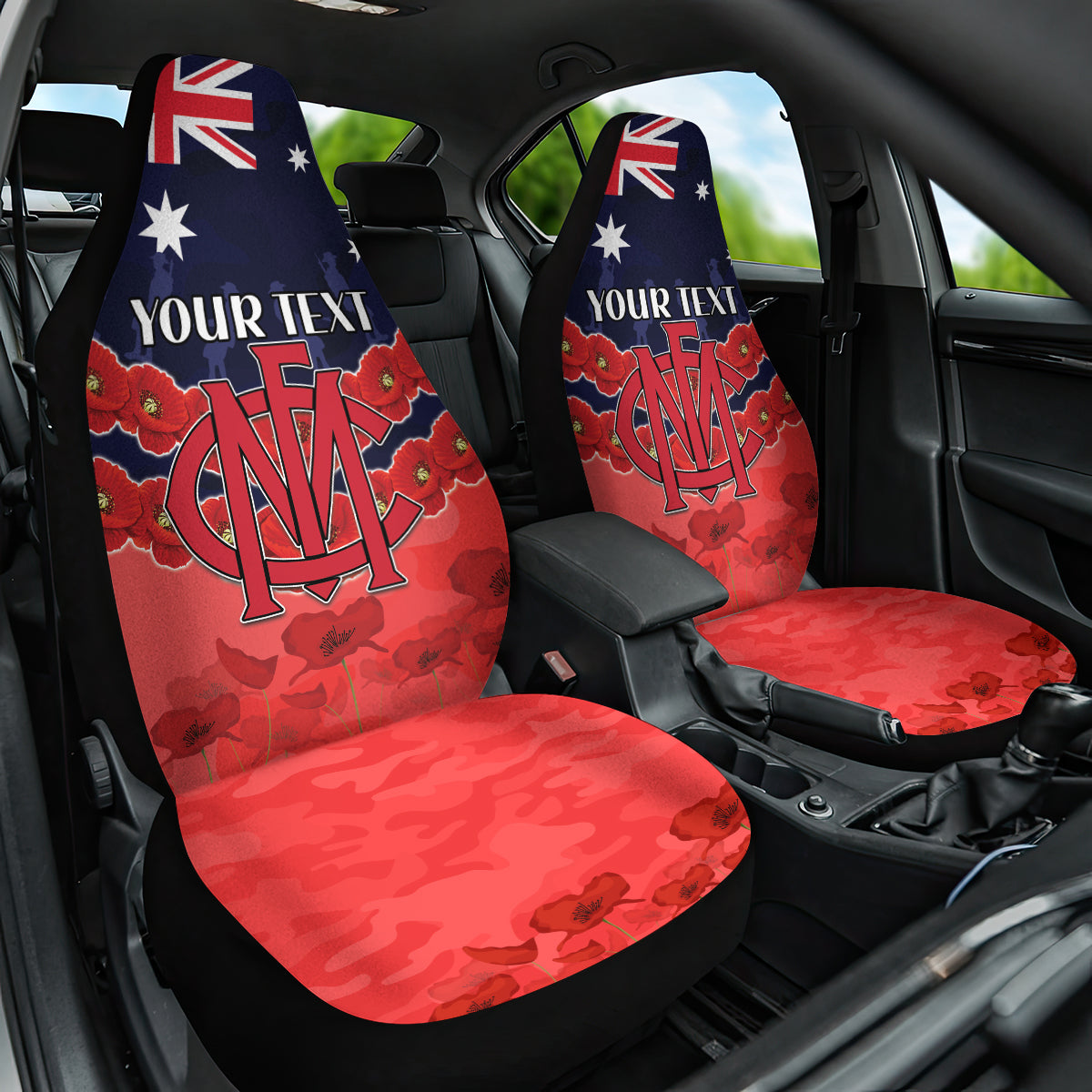 Custom Demons Football Car Seat Cover ANZAC Lest We Forget