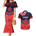 Custom Demons Football Couples Matching Mermaid Dress and Hawaiian Shirt ANZAC Lest We Forget