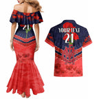Custom Demons Football Couples Matching Mermaid Dress and Hawaiian Shirt ANZAC Lest We Forget