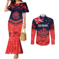 Custom Demons Football Couples Matching Mermaid Dress and Long Sleeve Button Shirt ANZAC Lest We Forget