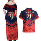 Custom Demons Football Couples Matching Off Shoulder Maxi Dress and Hawaiian Shirt ANZAC Lest We Forget