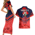 Custom Demons Football Couples Matching Short Sleeve Bodycon Dress and Hawaiian Shirt ANZAC Lest We Forget
