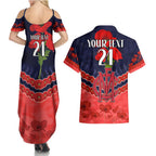 Custom Demons Football Couples Matching Summer Maxi Dress and Hawaiian Shirt ANZAC Lest We Forget